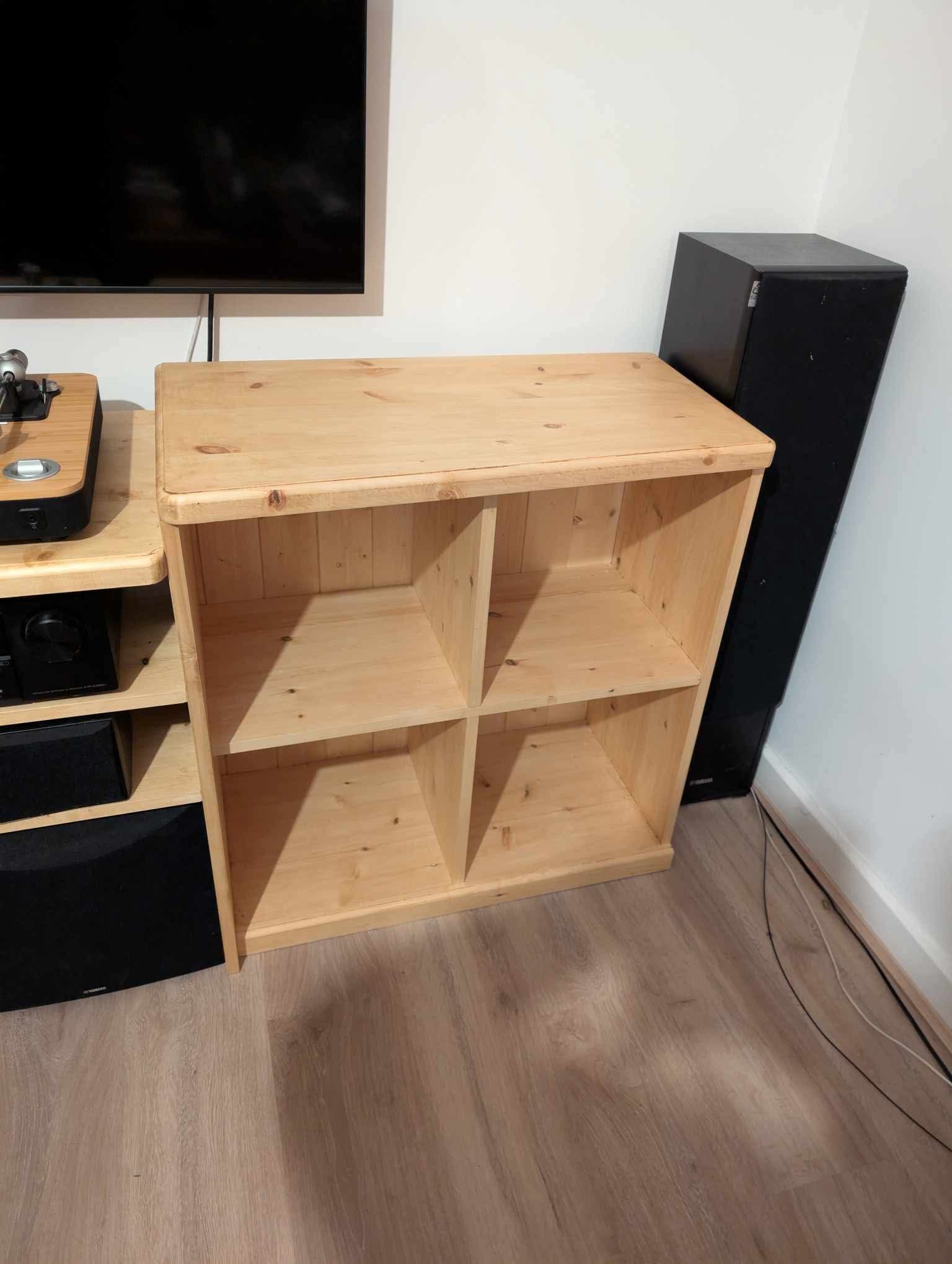 A close-up of one of the four storage cubes, showing the four open compartments — each sized to take a row of vinyl records, DVDs or hardback books.